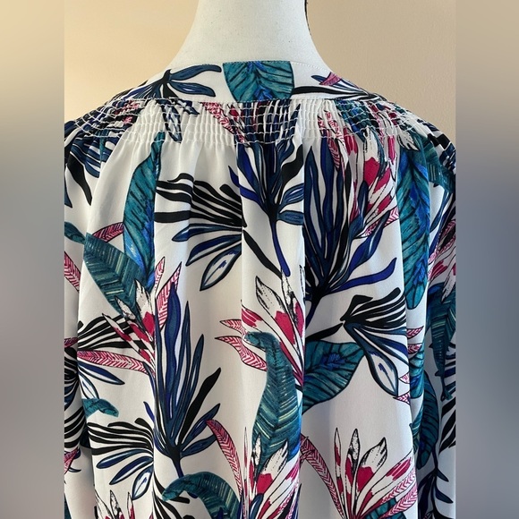 Draper and Damon’s Hawaiian Print Blouse Pink Green Palm Print Golden Girls NEW - Picture 2 of 11